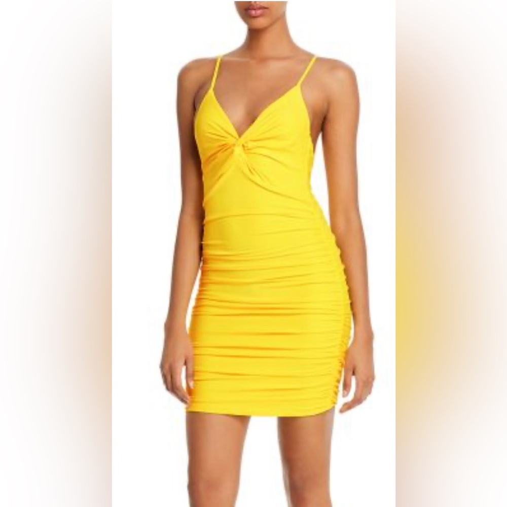 Tiger Mist Sleeveless Gabby Twist Goldenrod Yellow Mini Dress